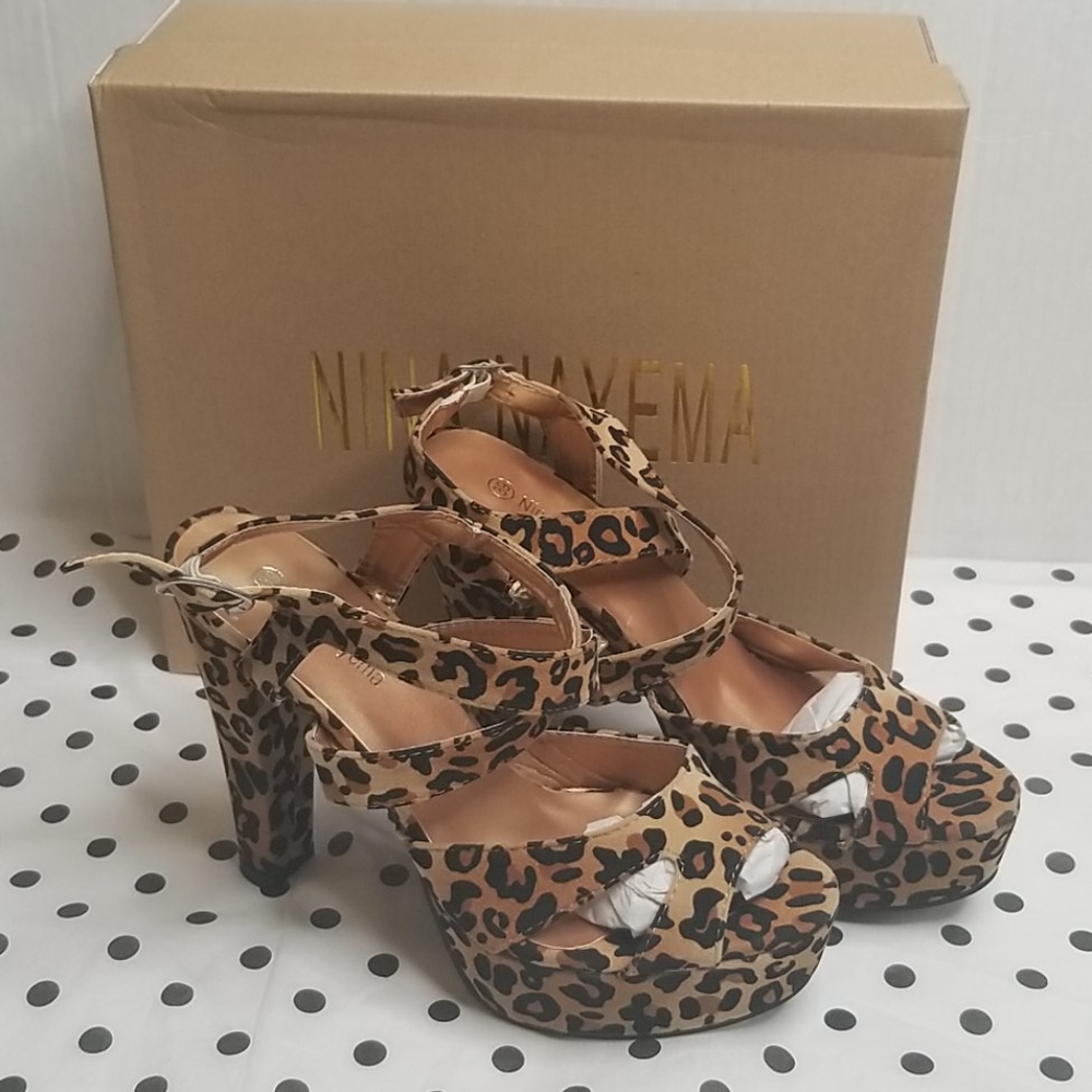 Nina Nayema Platform Suede Leopard Print Shoes
